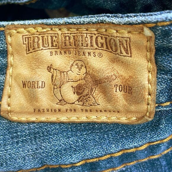 True Religion 80ties Vintage Jeans Sz 26 Women Patch Pockets Leather Tag Bootcu - Picture 13 of 15